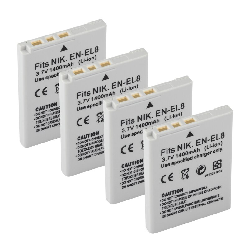 EN EL8 ENEL8 Battery 1400mAh for Nikon COOLPIX P1 P2 L1 L2 S1 S2 S3 S4 S5 S6 S7 S7C S8 S9 S51 S50 S52 EN-EL8 Camera Batteries: 4 Battery