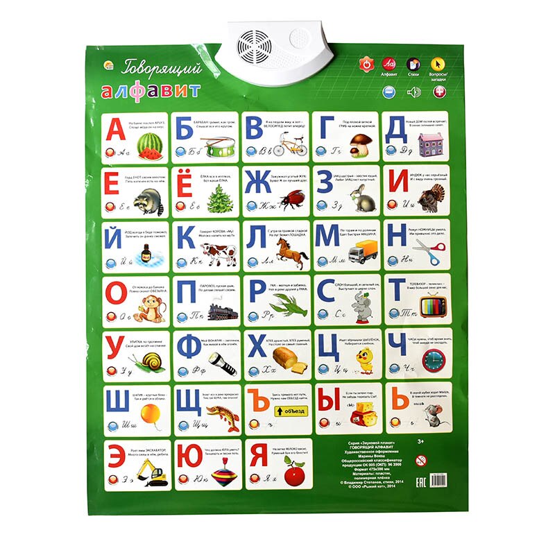 Voorraad Russische Taal Leren &amp; Onderwijs Baby Speelgoed Alfabet Muziek Machine Phonic Wall Opknoping Grafiek Praten Poster