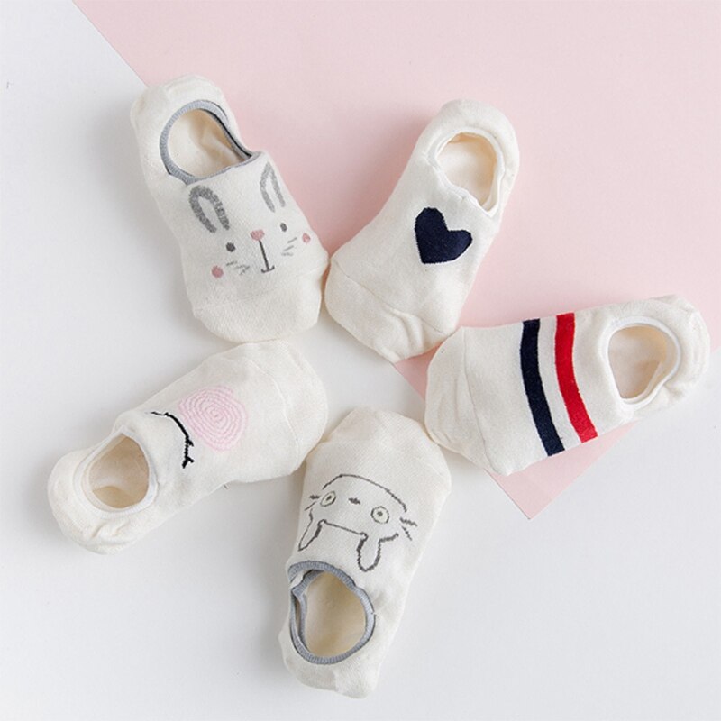 Karikatur Katze Fuchs Socken Nette Ebene Druck Frauen Socken Sommer Lustige Kurze Socken Damen Baumwolle Socke Mädchen PD0161