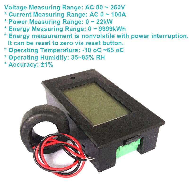 100A AC woltomierz amperomierz cyfrowy watomierz monitor KWh trwały płyta LCD-M25