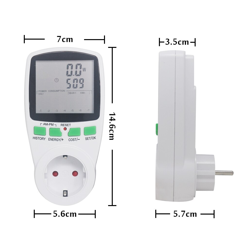 AC Power Energy Meter Digital Wattmeter Monitor Electricity Cost Power Consumption Watt Energy Meter Socket Analyzer