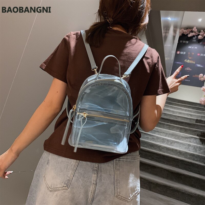 Novo transparente mochila feminina casual moda de alta qualidade feminina mochila clara saco de escola para adolescente saco de viagem