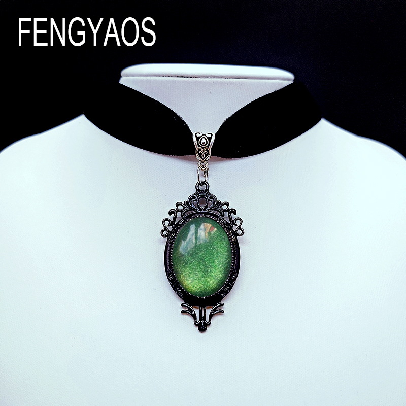 Gargantilla gótica con camafeo de vampiro, collar de terciopelo para mujer, joyería de brujería pagana a la para niñas: Rojo óxido