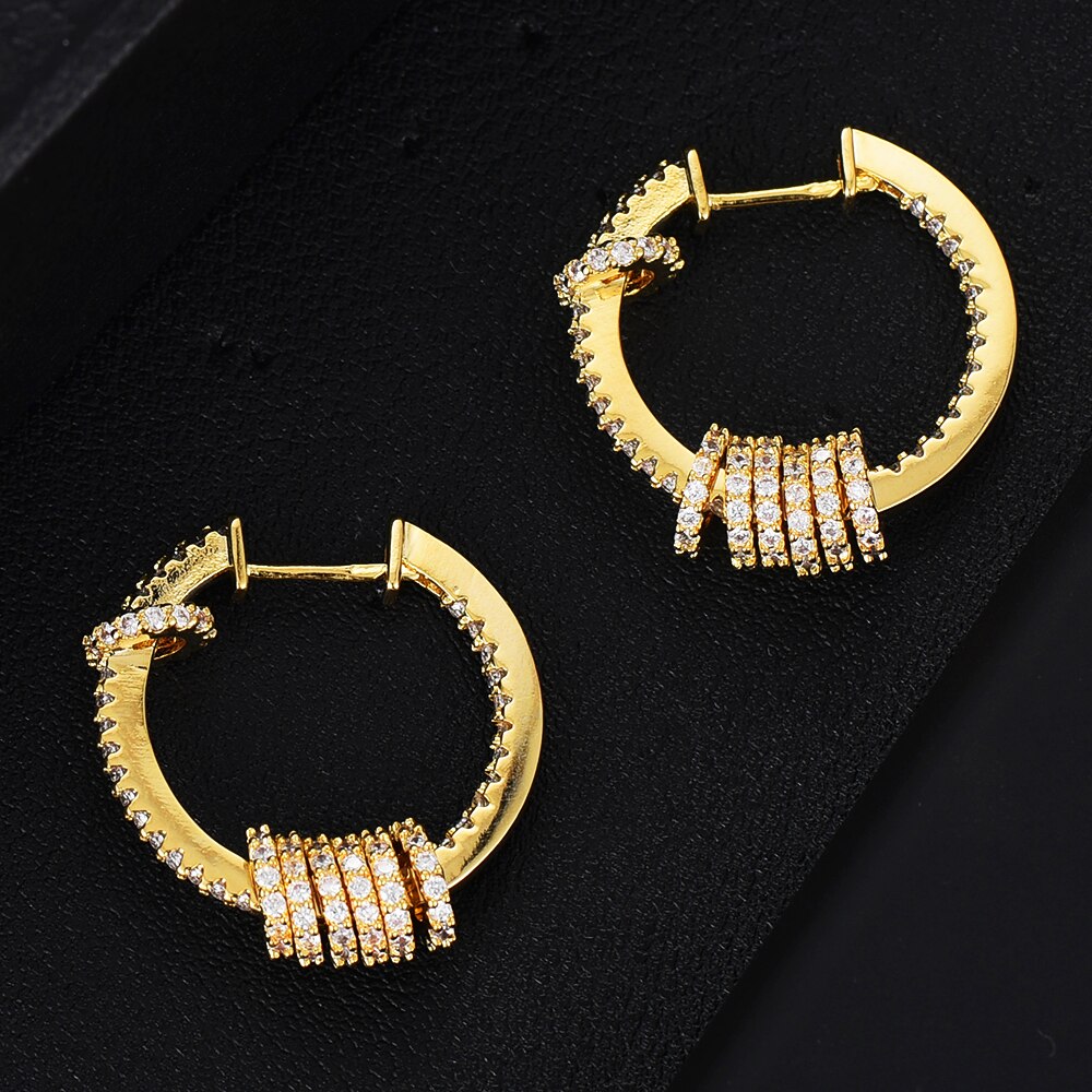 Godki Zirconia Manchet Oorbellen Huggie Hoop Oorbellen Voor Vrouwen Wedding Diafragma Dubai Bridal Earring Pulseras Mujer Moda: Gold