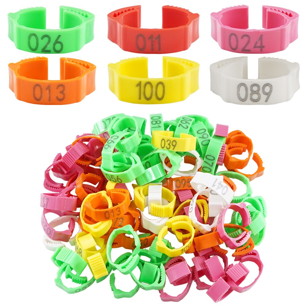 30PCS Numbered Poultry Chicken Leg Band Clip-on Adjustable Buckle Ring For Animal Duck Pigeon Goose Digital Label 6 Colors