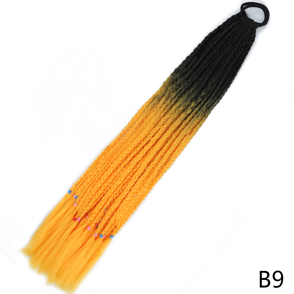 AZQUEEN-coleta trenzada sucia de Color degradado sintético, banda de goma elástica de 60CM, extensiones de cabello trenzado de cola de poni para niñas