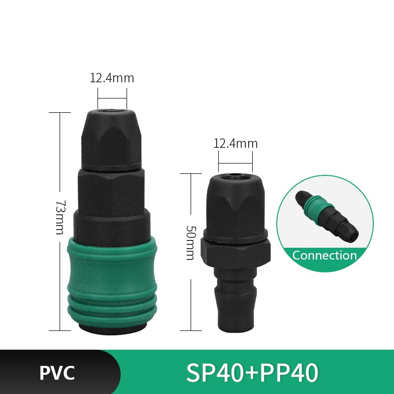 2PCS PVC Pneumatic fitting High pressure coupling Air Hose Quick compressor connector Thread Pneumatic Quick Coupling: SP40-PP40