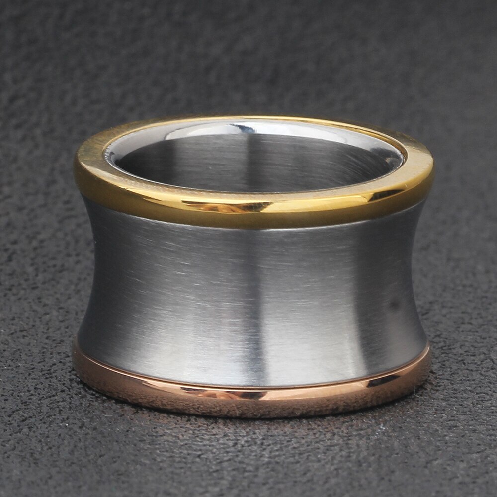 Nova chegada anéis de aço inoxidável para mulher tamanho 6, 7, 8, 9 10 gold-color mix grande irregular jóias redondas