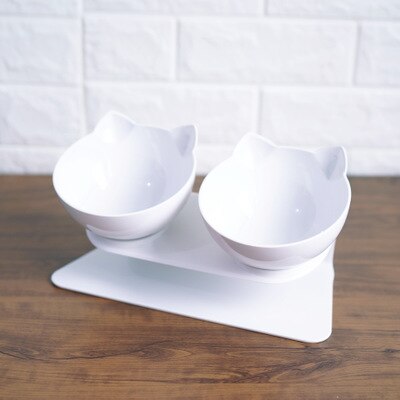 Orthopedic Anti-vomiting Cat Feeder Dog Bowl Transparent AS Material Non-slip Food Bowl With Protection Cervical Transparent Cat: white two