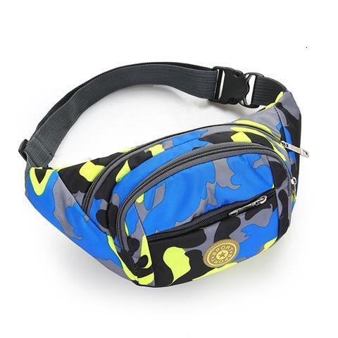 Colorful Waist bag Waterproof Travel Fanny Pack Mobile Phone Waist Pack Belt Shoulder Bags crossbody bags for men and women: Blue camouflage