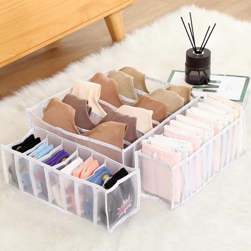 1 Pack Mesh Cloth Translucent Clothes Storage Artifact Home Wardrobe Drawer Underwear Jeans Compartment Storage Divider Bag