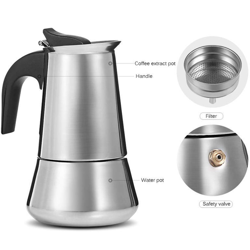 Espresso Maker Moka Pot, Espresso Machine, Rvs Espresso Machine Voor (450Ml), italiaanse Koffiezetapparaat Espresso En Coffe