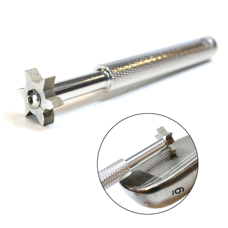 Training Aid Clean Tools Golf Club Groove Sharpener with Brush Iron Wedge V U Blade 6 Cutters Golf Accessories Cleaner Practice: 1 Sharpener Silver