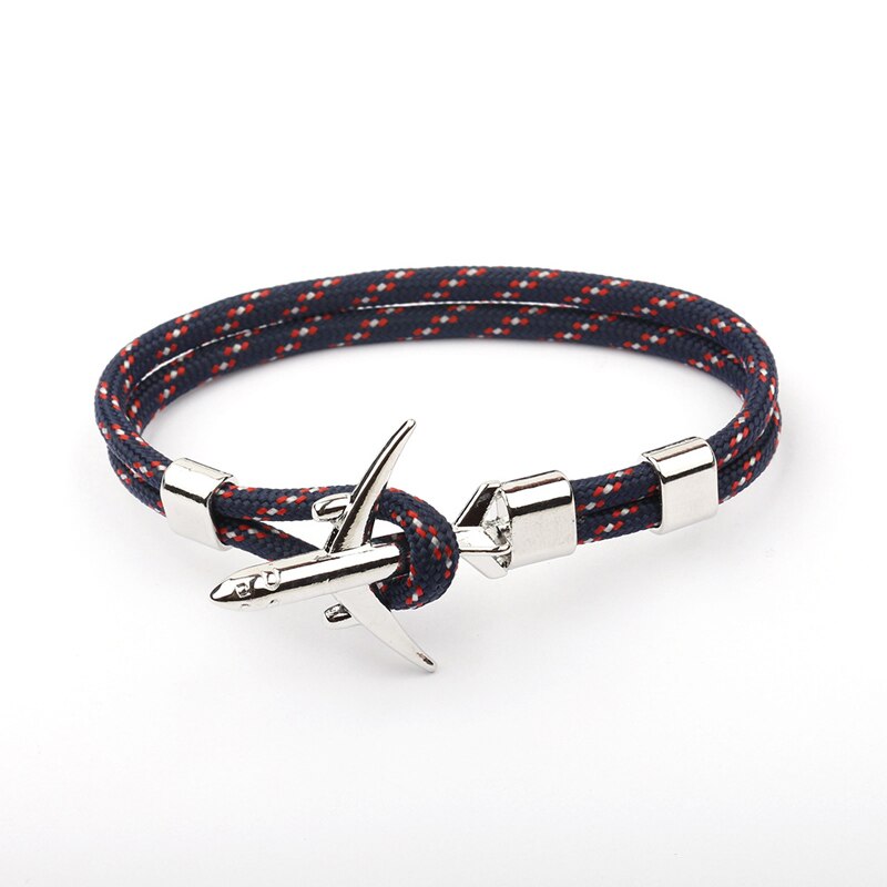 NIUYITID samolot charm kotwica mężczyzn bransoletki kobiet lotnisko moda Rope Chain Paracord lotnictwa życia biżuteria Pulseras Hombres: A8