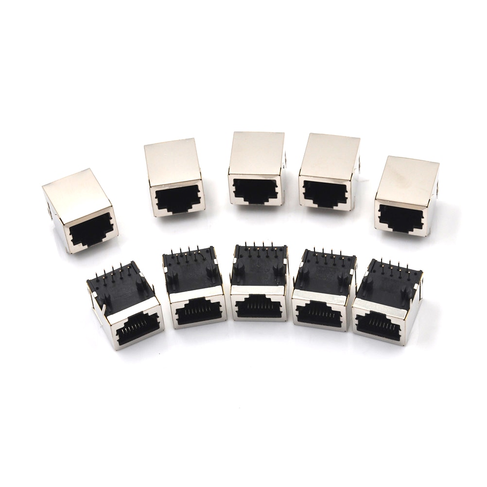 10 Pz/set 8Pin PCB Mount RJ45 8P8C Singolo Porta di Rete di Rete Ethernet 8P 8C Presa Femmina Connettori