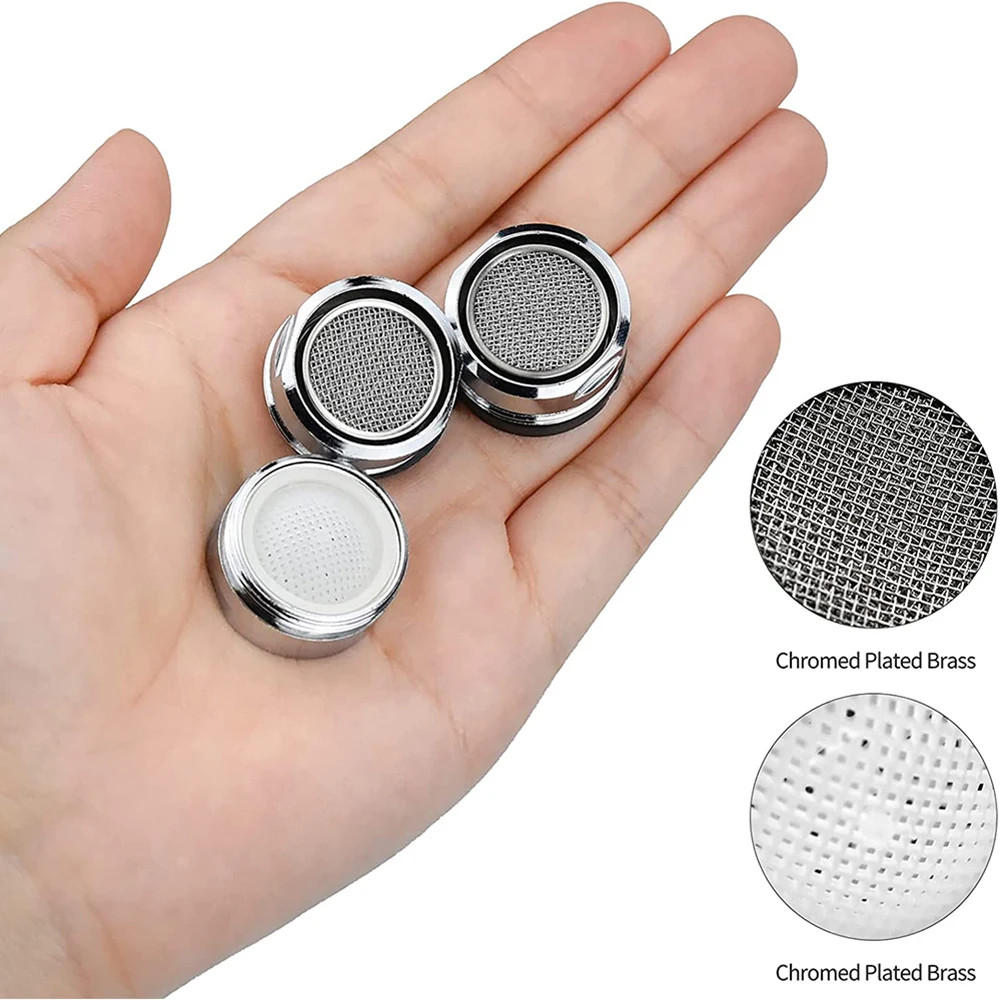 3x Messing wassersparende Wasserhahn Wasserhahn Belüfter austauschbarer Filter gemischte Düse M24 24mm Gewinde Badezimmer Wasserhahn Bubbler Badezimmerteile