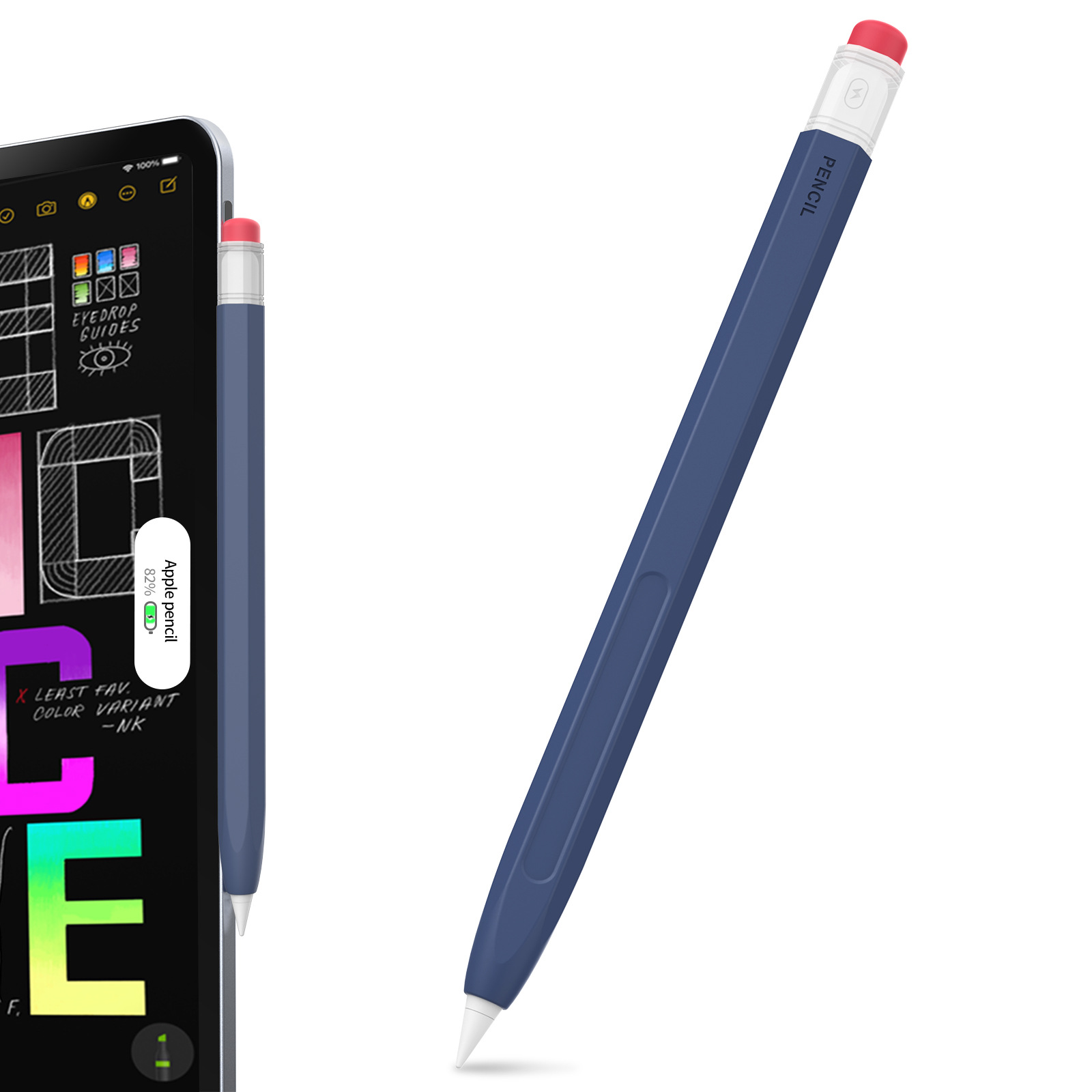 Pour Apple Pencil Pro/2e génération - Étui rétro transparent: 天空蓝