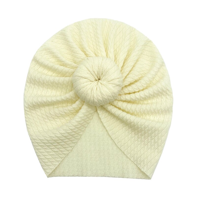 Turban doux pour bébé fille, chapeau pour -né, couleur unie, automne et hiver: beige