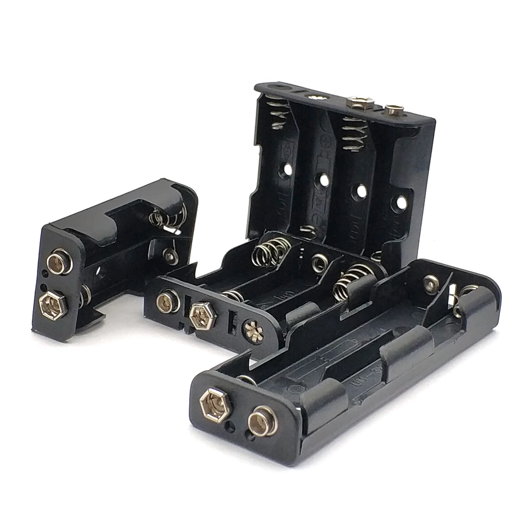 AA Batterij Houder 3V 6V 9V 12V voor 2X 4X 6X 8X AA Batterijen Zwart Plastic Opbergdoos Case Dubbele Lagen met 9V Connector