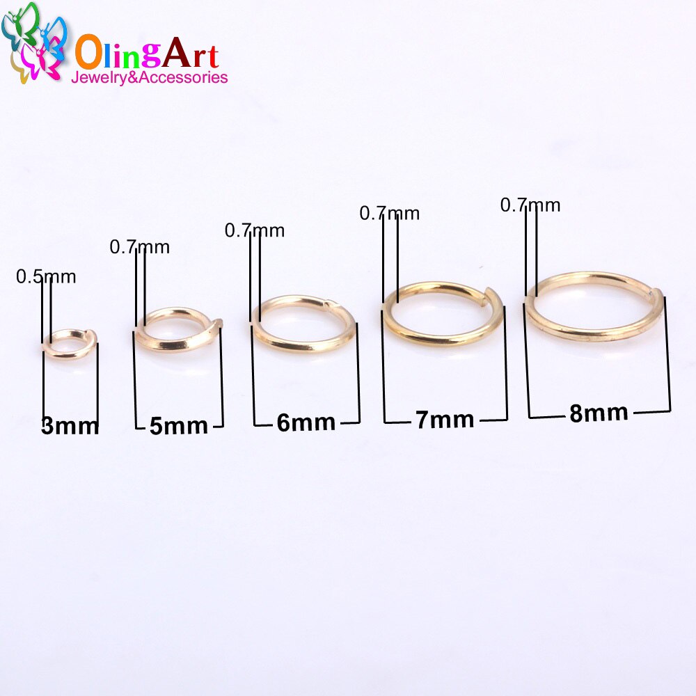 OlingArt KC Gold plating Ringetje 3mm/4mm/5mm/6mm/7mm /8mm link loop Mixed size DIY Sieraden maken Connector Draad diameter 0.7mm