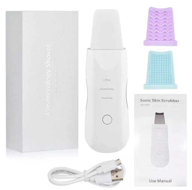 Ultrasonic Skin Scrubber Peeling Face Spatula Blackhead Remover Facial Scrubber Shovel Clean Cavitation Peeling Facial Lifting: Default Title