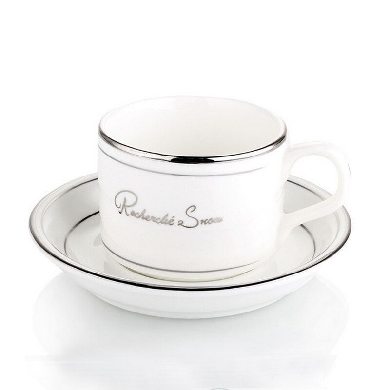 Chińska porcelana w stylu europejskim filiżanka kawy + danie dwuczęściowe, złota krawędź/srebrna obręcz filiżanka kawy: srebro Rim