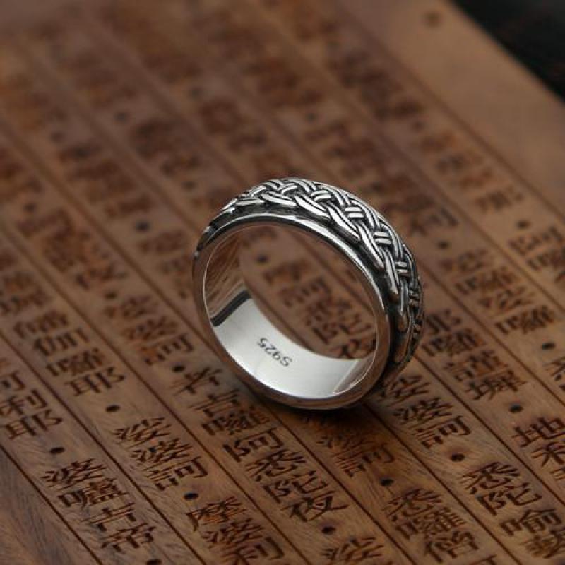 Roterbara herrringar vintage punk hampa rep äkta 925 sterling silver fina smycken