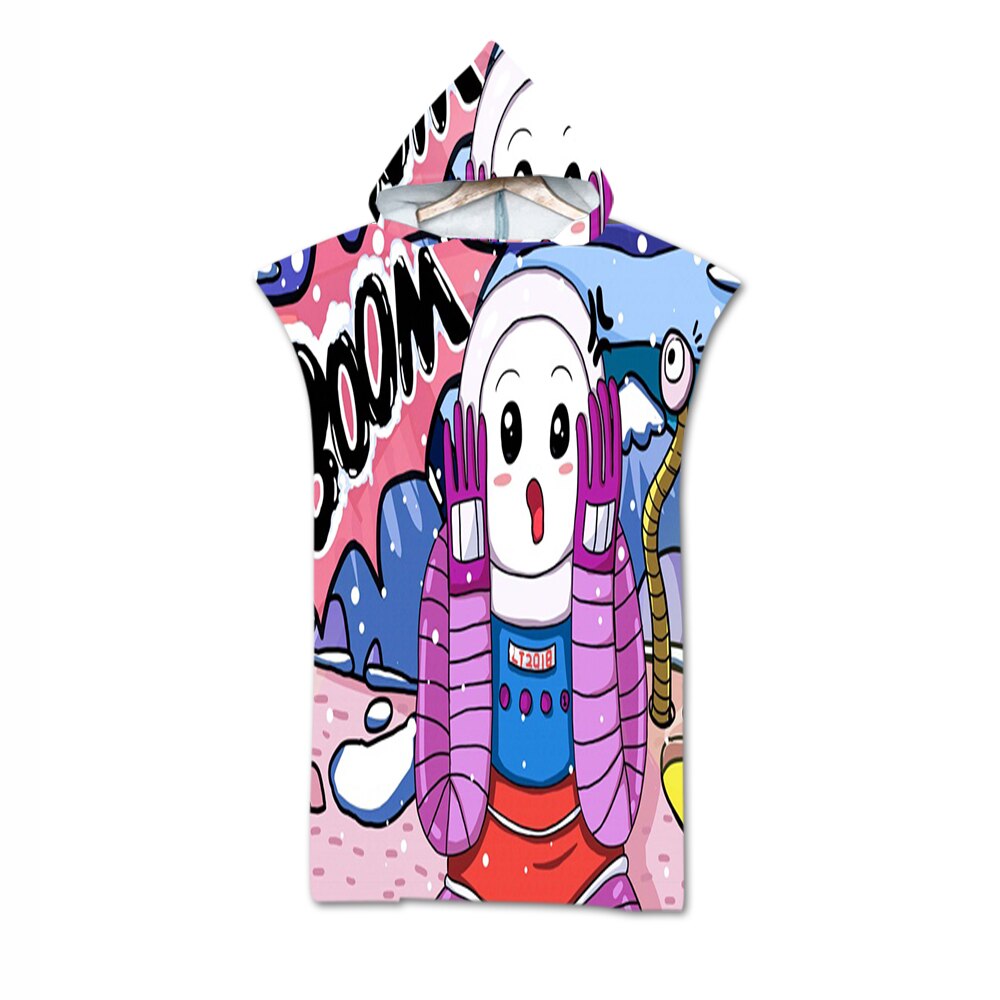 Bata de baño con capucha de microfibra para adultos, Toalla de baño con estampado geométrico de Graffiti de animales, ropa de playa para nadar y surfear: 1