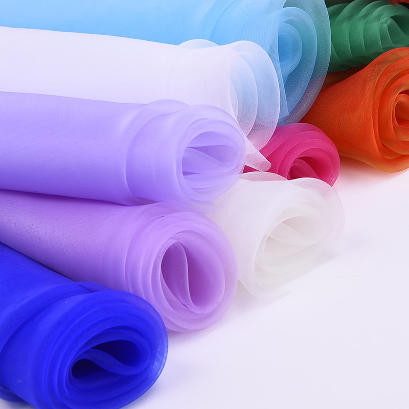 Tissu organza brodé de 6 mètres | Vêtements transparents pour mariage, tissu en soie coloré large 150cm