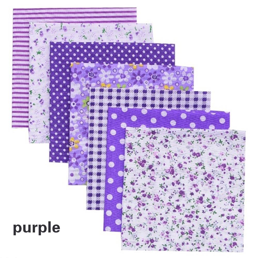 7pcs/Set Practical Fabric Cotton Sewing Quilting Fabrics Handcraft Patchwork Printed Cotton Cloth: purple