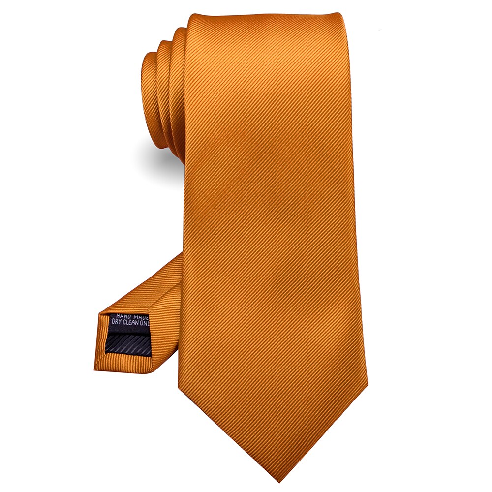 KAMBER, corbata para hombre de color sólido, corbata jacquard de seda de 8cm, corbatas verdes y rojas para hombre, accesorios formales de negocios para boda,: Naranja