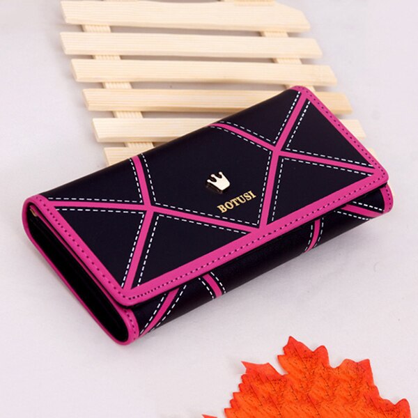 Marka markowa skóra ekologiczna portfele damskie geometria długa standardowa torebka damska torebka moda portfel z saszetką na karty gorący Carteira: czarny