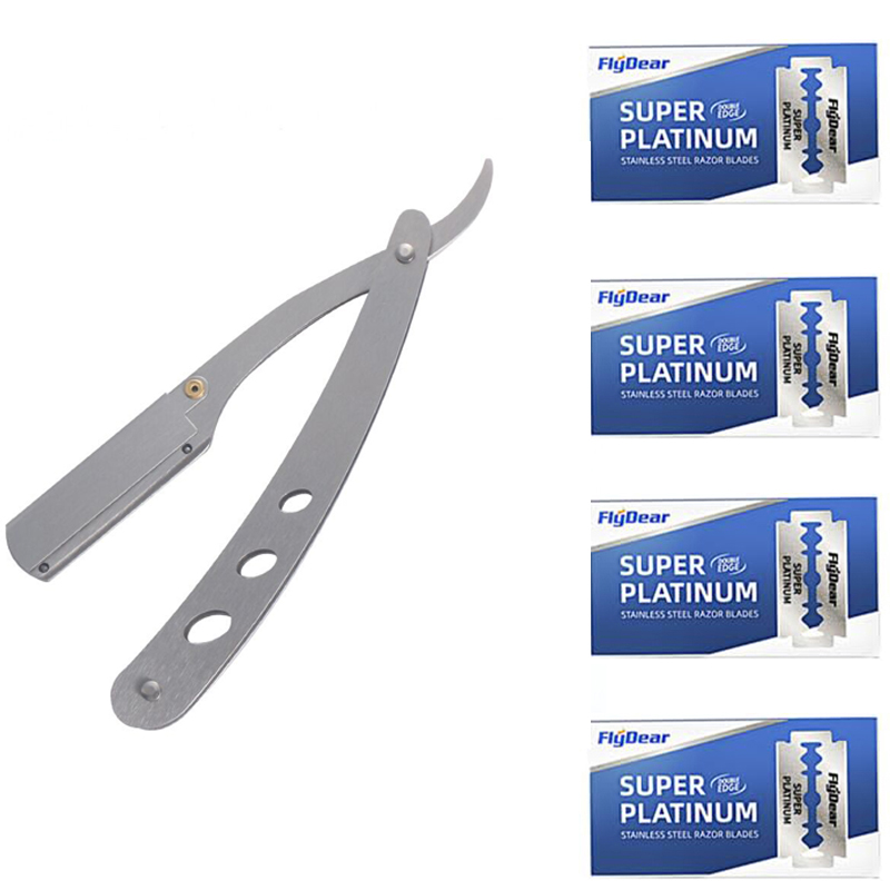 Männer Professionelle Barber Razor Manuelle Rasierer Gerade Kante Edelstahl Rasierer Klapp Rasieren Rasur Mit Klinge: Silber