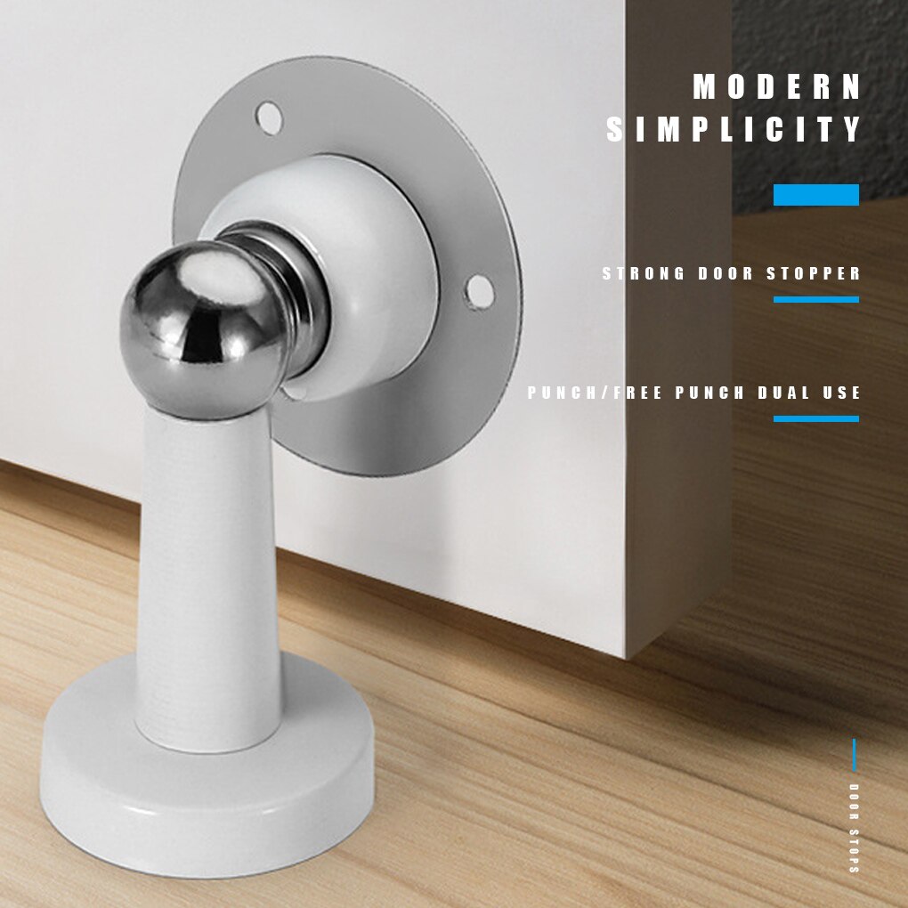 Stainless Steel Magnetic Door Stops Sticker Door Holders Stopper Catch Protector Floor Wall Mounted Nail-Free Hidden Doorstop