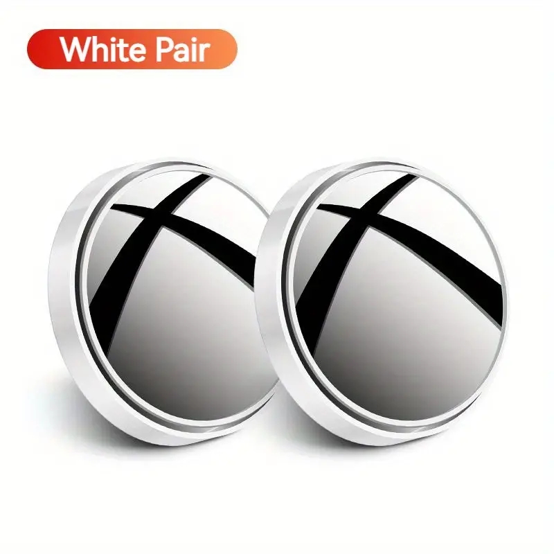 A pair of 360-degree adjustable wide-angle blind spot mirrors, reversing mirrors, and rearview mirrors: WHITE