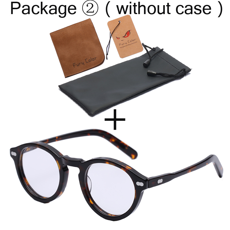 Monture de lunettes optique rétro ronde, petite monture en acétate, monture à lentilles transparentes pour femmes et hommes, prescription: tortoise-B