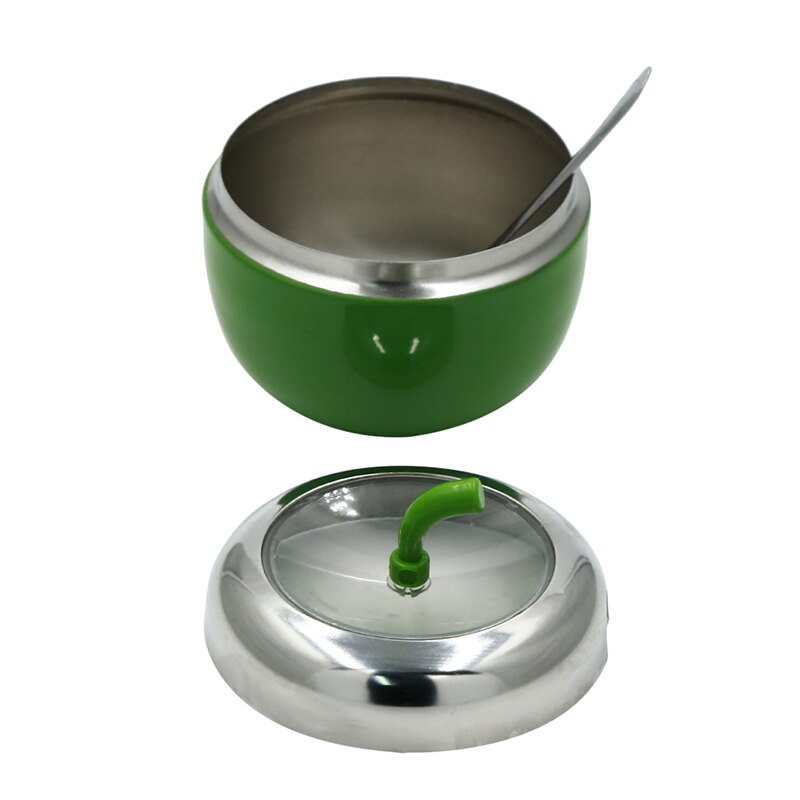 Recipiente de acero inoxidable para azúcar de manzana, tarro para condimentos, recipiente para especias, recipiente aceitera con tapa y cuchara