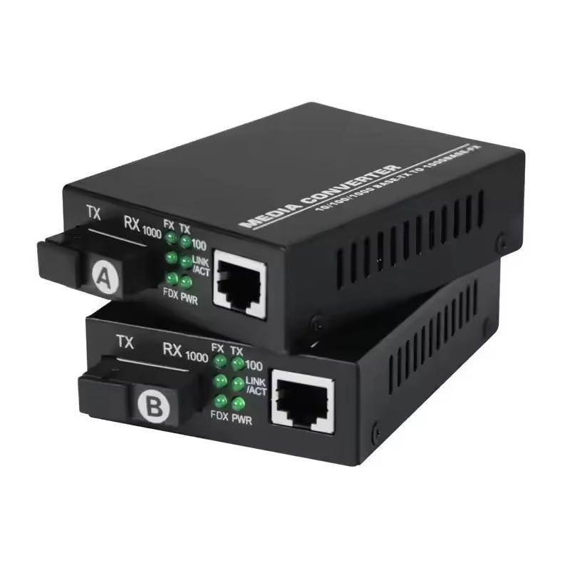 Gigabit Fiber Media Converter SC-poort Ethernet RJ45 Single-Mode Single-Fiber optische mediaconverter met voedingsadapter