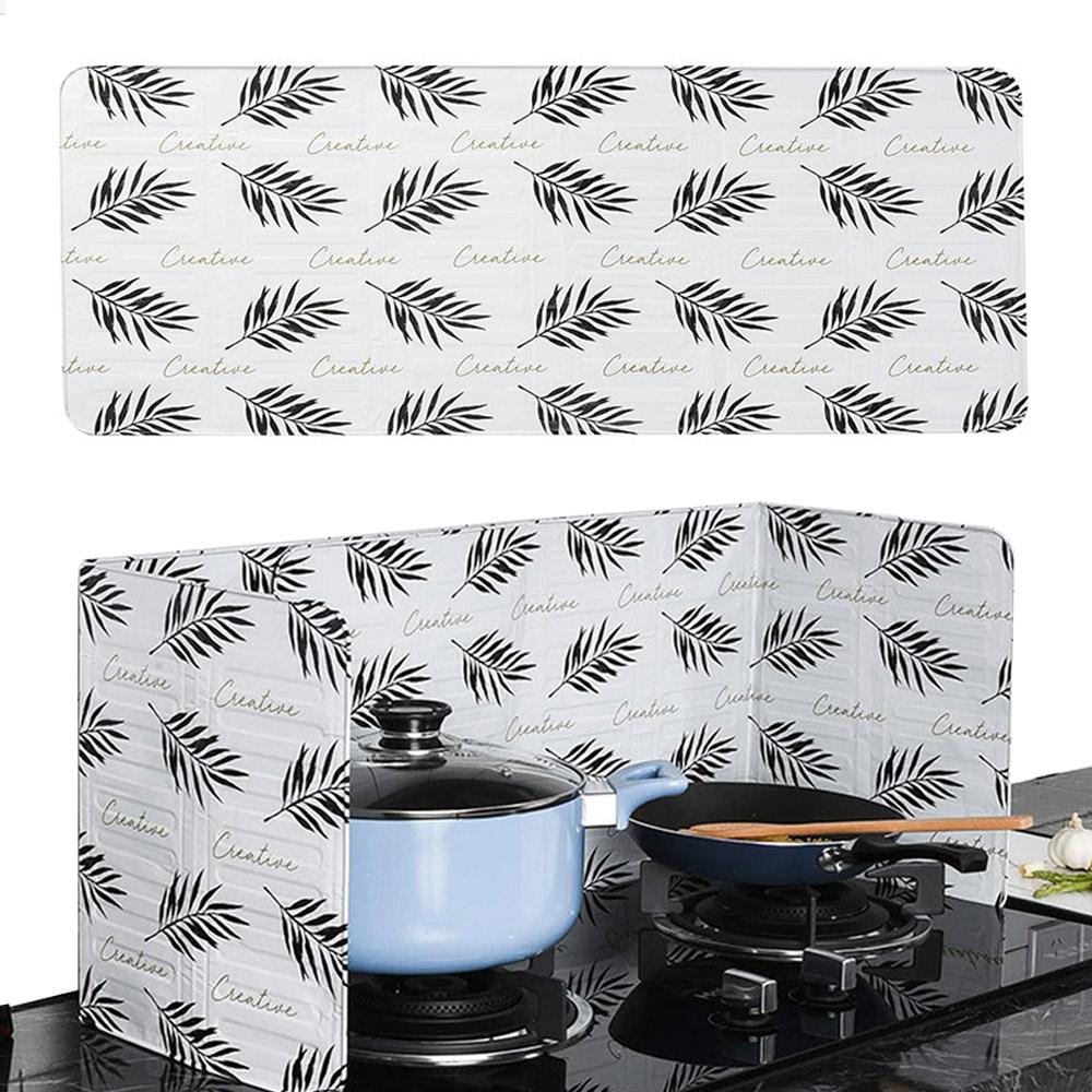 Alu folie plade køkken gadgets olie sprøjt skærme dæksel gaskomfur stænkskjold sammenfoldelig beskyttelsessikker baffel madlavningsværktøj: Hvid