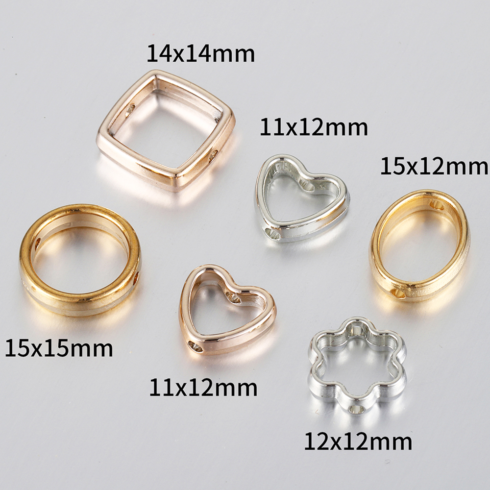 50 sztuk Love Heart dwa otwory CCB koraliki rama Spacer koraliki naszyjnik DIY złącza bransoletki wisiorki akcesoria do wyrobu biżuterii