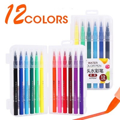 M &amp; G-rotuladores de acuarela de 12/24/36/48 colores, marcadores de arte, suministros de pintura, Juego de dibujo, papelería de pintura: 12 Colors