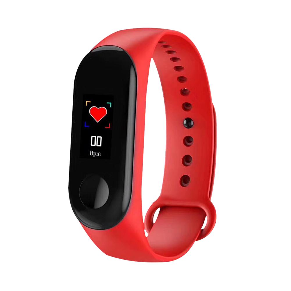 M3 smartband skridttæller fitness tracker smart armbånd blodtryks pulsmåler vandtæt smart band pro armbånd: Rød