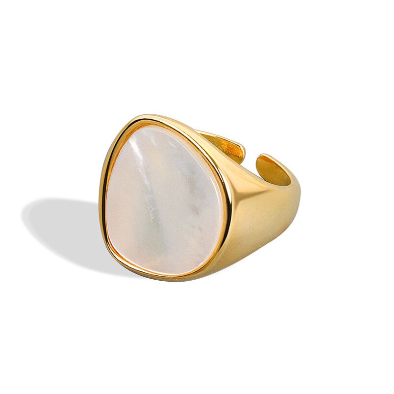 Women's Retro Big Finger Rings Smooth Copper Shell Open Ring Female Trendy Wedding Rings Accessories Jewelry Size Adjustable