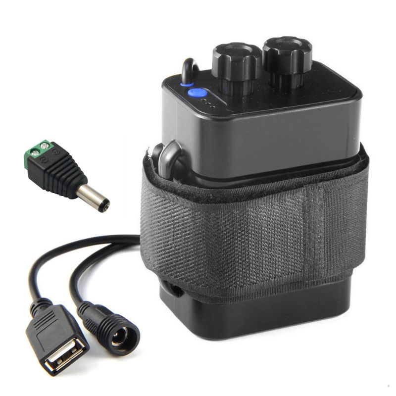 12V waterdichte batterij voor kofferdoos met USB-interface Ondersteuning 6x 18650 batterij: Black