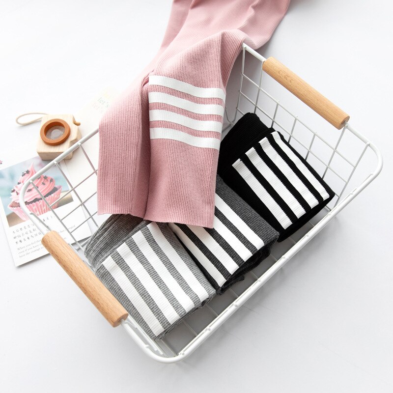 Leggings de rayas rosas para bebés y adolescentes, ropa de algodón de 4 a 18 años, estilo, lápiz infantil, pantalones ajustados