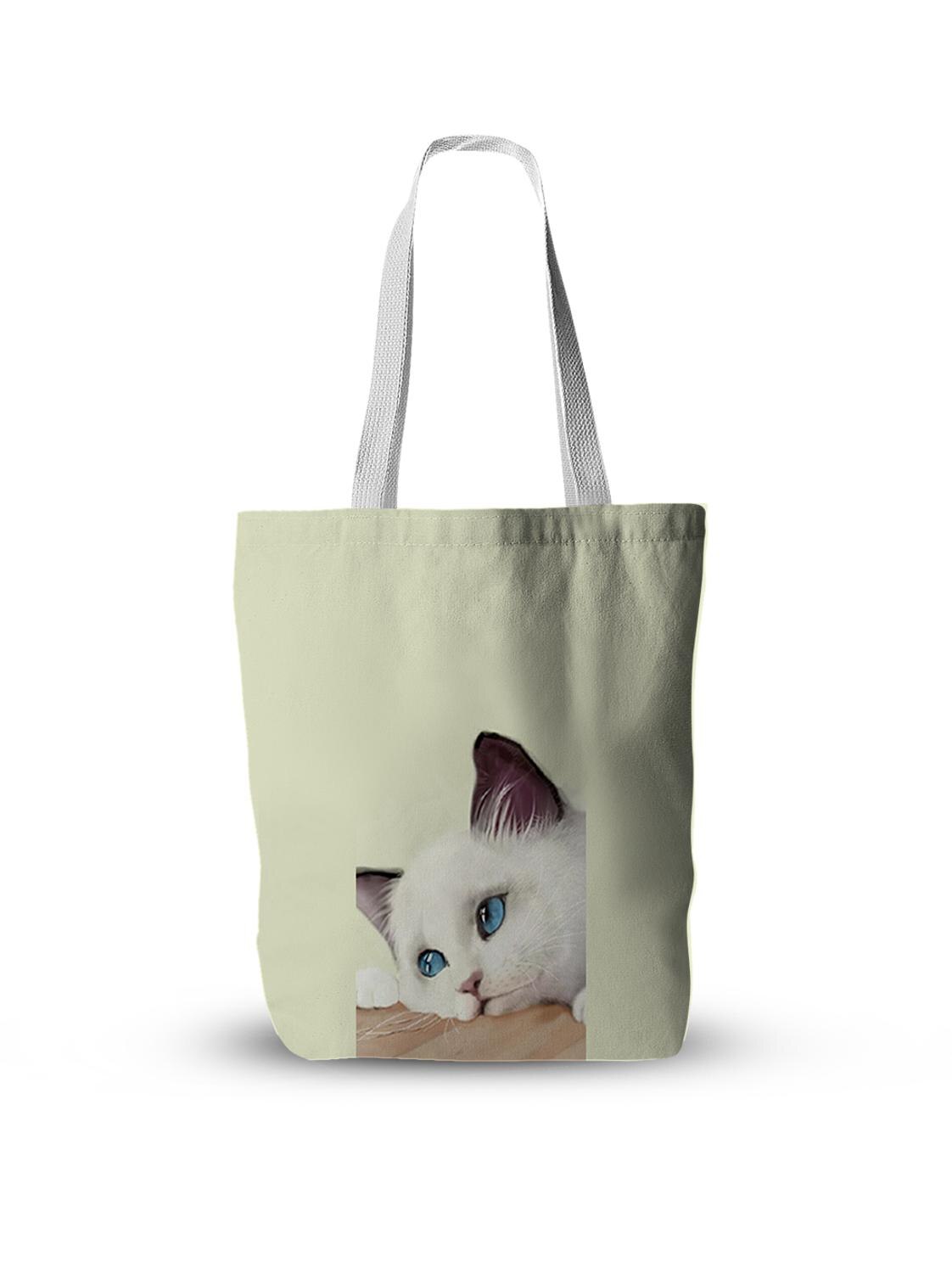 Eenvoudige canvas tas, grappige schattige kat, handtas, boodschappentas voor vrouwen, koreaanse harajuku, grote capaciteit schoudertas, eco-tas: Stijl 6