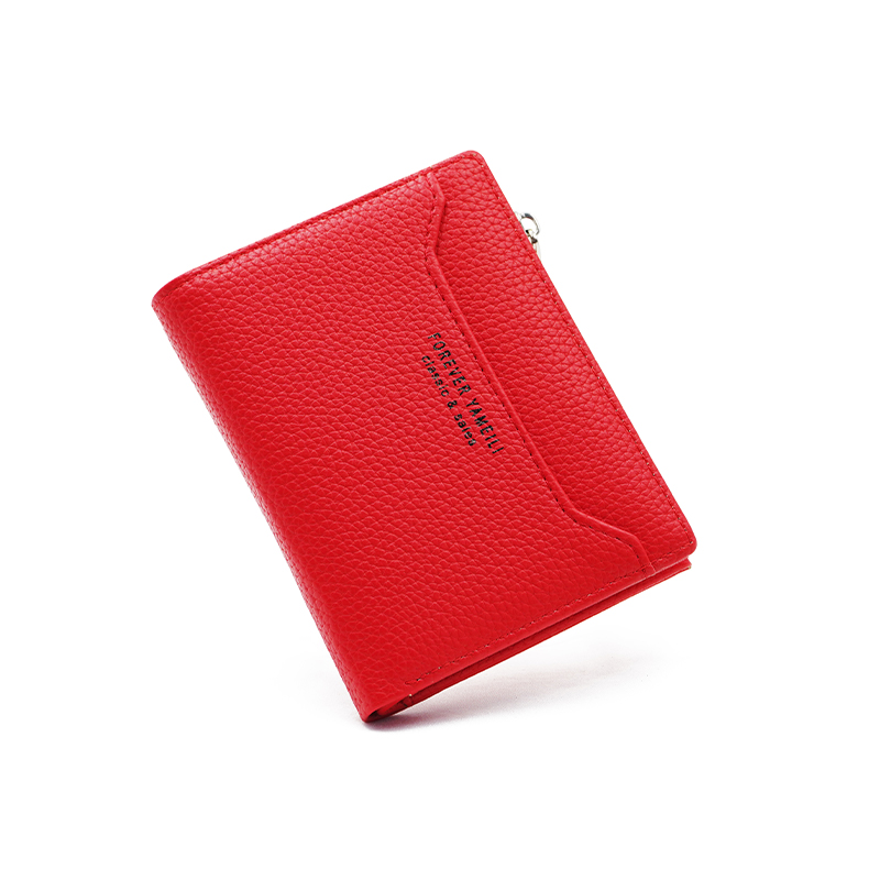 Women's Wallet Ins Women's Small Wallet Women's High-End Short Wallet Cross-Border Multi-Functional Coin Purse: Red