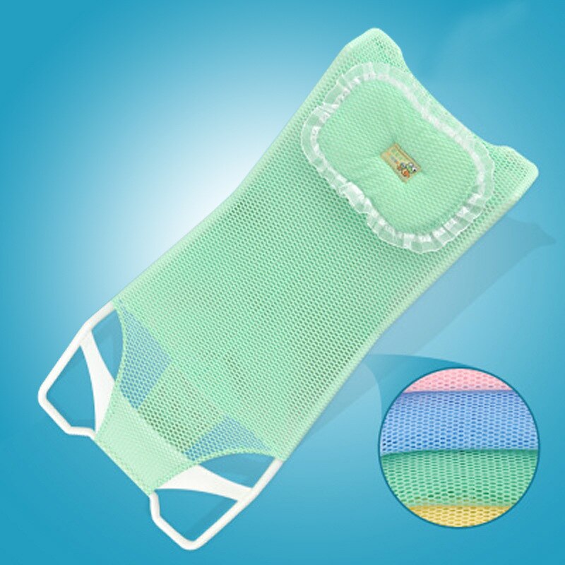 Baby Bath Non-slip Safety Net Mat Newborn Infant Bathing Pad Baby Shower Bath Support Cushion Pillow: Green