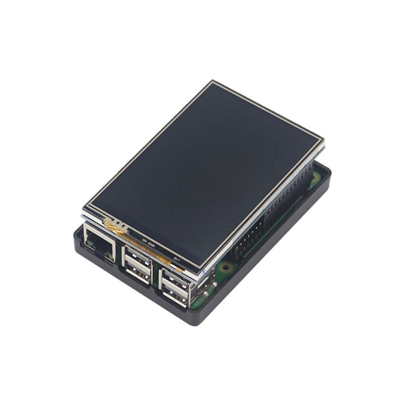 Alloyseed 3.5 tommer hdmi-kompatibel berøringsskærm 480 x 320 lcd-skærm + abs-etui 4 wire modstand touch til hindbær  pi 3b+/3b/2b
