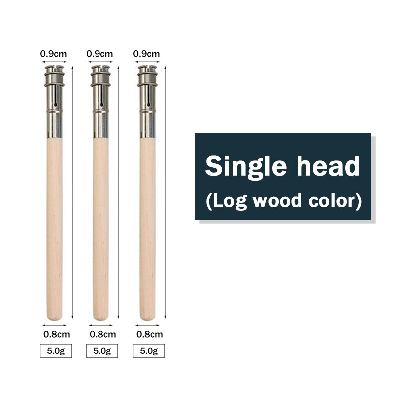 Adjustable Single/Dual Head Pencil Extender Holder Metal/Wood Extension Rod Round/Triangle/Hexagonal Pencils Connect Penholder: Blue